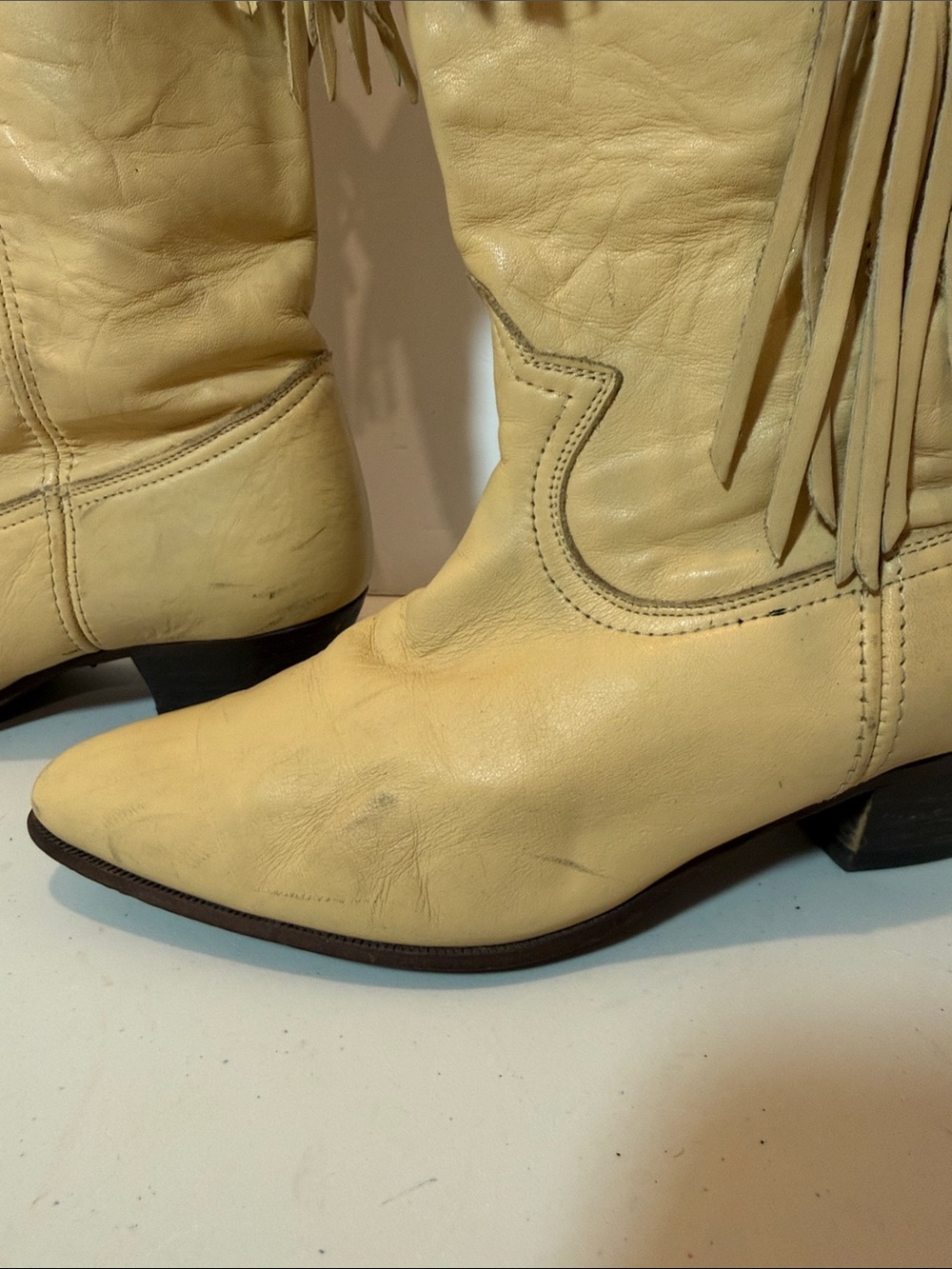 Vintage Acme Leather Fringe Boots 8 - Picture 5 of 11
